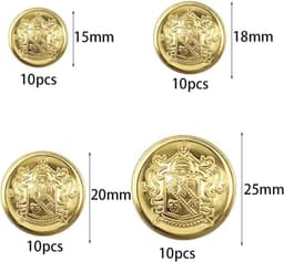 Vintage Gouden Knopen Set - 40 Stuks Ronde Platten Knopen voor Broeken en Jassen (15mm, 18mm, 20mm, 25mm) — thumbnail 2