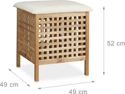 badkamerkruk met wasmand - met kussen - hocker met opbergruimte - 52 liter — thumbnail 5