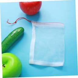 Nettas met trekkoord - Beschermzak fruit - Fruit beschermen - Ademend nylon materiaal - 10x15 cm - Wit — thumbnail 5