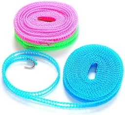 Nylon Waslijnen - Drogen Touw - Kleding Drogen - Windproof Fence Design - Tot 10 Meter - Roze — thumbnail 2