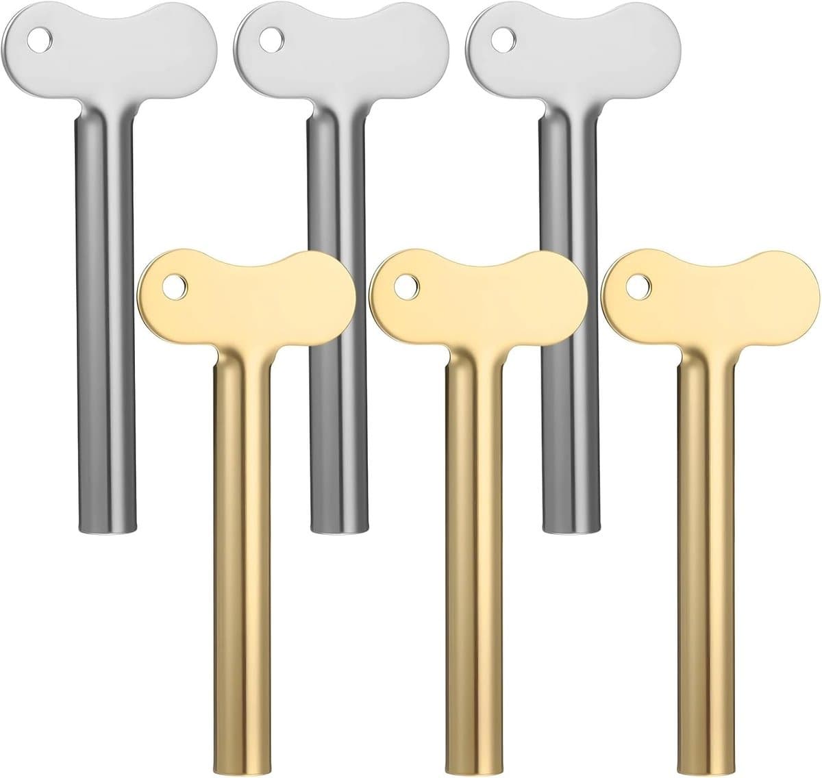 Set van 6 Buis Knijpers voor Tandpasta en Haarverf - Duurzame Dispenser Tools voor Badkamer en Keuken in Zilver en Goud — afbeelding 1