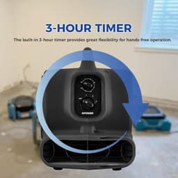 Centrifugale Luchtverplaatser - Vloerventilator Droger - Vloeren Drogen - Stapelbaar Daisy Chain - 700 CFM - Zwart — thumbnail 2