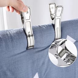 Grote Wasknijpers - Handdoek Clips - Kleding Drogen - Roestvrij Staal - 10 Stuks 8 cm - Zilver — thumbnail 4