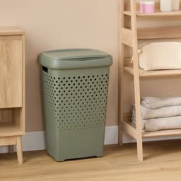 Kunststof wasmand met deksel 70 liter Five® - Terracotta - Met deksel — thumbnail 5