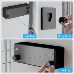 Uittrekbare wandwasdroger voor binnen en balkon - set van 2 stuks - 4 meter lengte - 15 kg capaciteit - zwart - telescopisch - zware belasting - 24 cm breed — thumbnail 3