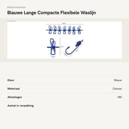 Waslijn Uittrekbaar - Compact - 1,8 m - 12 Pinnen - Haken - Draagbaar - Ideaal voor Vakantie - Drooglijn — thumbnail 2