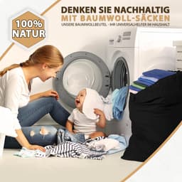 SnelShoppen - Extra grote waszakken 50 x 75 cm van 100% katoen, duurzame wascollector met trekkoord, waszakken set van 2, ademend en milieuvriendelijk — thumbnail 2