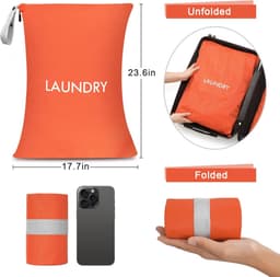 SnelShoppen - 4 Pack Waszakken voor Vuile Kleding, Reiswaszakken van Waterdicht Nylon, Ideaal voor Zwemmen, Yoga en Sport - 23.6"×17.7" — thumbnail 4