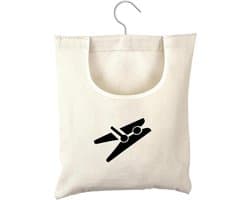 Waszak met knijperzak - Wasknijperhouder Mand - Wasknijpers Opbergen - 360 graden draaibare haak - 28 x 32 cm