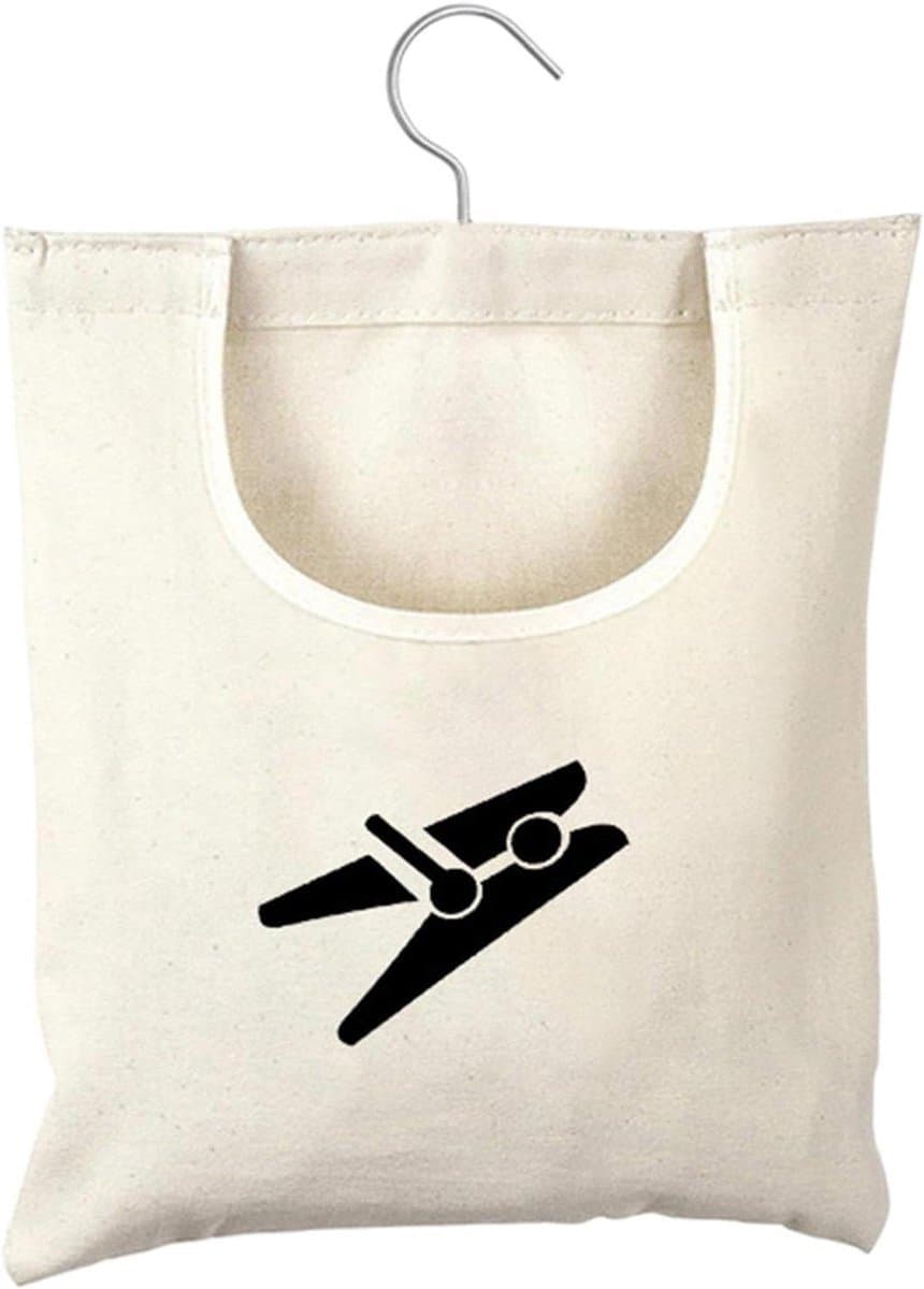 Waszak met knijperzak - Wasknijperhouder Mand - Wasknijpers Opbergen - 360 graden draaibare haak - 28 x 32 cm — afbeelding 1