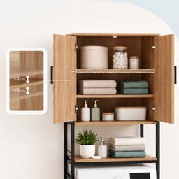 Wasmachine kast - 170x64,5x27 cm - natuur-zwart — thumbnail 3