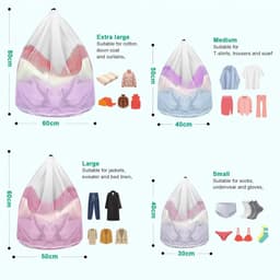Thijox - 4 Stuks Waszakken Wasmachine, Grote Wasnet, Herbruikbaar Netzak voor Wasgoed, 40x30 cm met Koordstopper, Beschermt Kleding en BH, Zacht en Ad — thumbnail 3