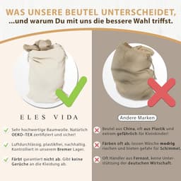 SnelShoppen - Extra grote waszakken 2 sets 50 x 75 cm 100% katoen - Duurzame heavy duty waszak met trekkoord - Herbruikbare wasbox voor kleding, reize — thumbnail 2
