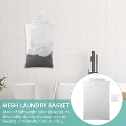 SnelShoppen - Duurzame Hangende Waszak voor Deur, Transparante Mesh Polyester Wasmand met Zelfklevende Haken voor Kleding, Bedlinnen, Speelgoed, Badha — thumbnail 3