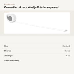 Waslijn Uittrekbaar 13 Meter - Ruimtebesparend - Wandmontage - Draagbaar - Geschikt voor Balkon - Gemaakt van ABS/PVC - Kledinglijn — thumbnail 5