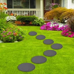 SnelShoppen - Ronde Stapstenen voor Buiten met Grondpennen - Polypropyleenhars - Grijze Tuinpad Stapstenen voor Gazontuin - Ideaal voor Tuin, Feest en — thumbnail 4