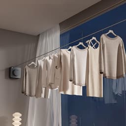 Intrekbare Waslijn - Waslijn Balkon - Was Drogen - Robuuste Roestvrij Staal - 4.8 Meter - Grijs — thumbnail 2