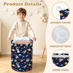 wasmand,Opvouwbare wasmand met handgrepen,Waterdichte opbergmand voor slaapkamer badkamer, astronaut — thumbnail 4