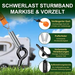 Zonnescherm bevestigingsset stormbanden - 39 cm grondankers - weerbestendig tot 110 km/u - eenvoudig te installeren - ShopVlot — thumbnail 3