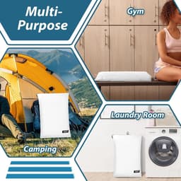 Grote Waszakken met Rits en Handvat - Waterdichte Opbergzak voor Schoon en Vuil, Ideaal voor Vakantie, Kamperen en Sportactiviteiten (Wit & Groen, XL) — thumbnail 2