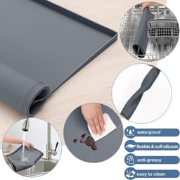 Wasmachine Accessoires - Siliconen Antislip Mat - 1 Stuk 60x50 cm - Waterdicht Met Opstaande Rand - Voor Wasmachine Droger En Keuken - Zwart — thumbnail 3