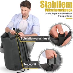 SnelShoppen - XXL Waszak Voor Op Reis, Waterdichte Kledingtas 115 Liter, Opvouwbare Opbergzak Met 2 Gevoerde Schouderbanden, Vuile Was Rugzak, Ideaal — thumbnail 4