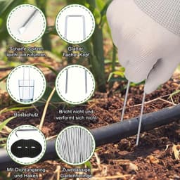 Onkruiddoek Haringen Set - Zilver - 150 x 40 mm - U-vormige Roestvrijstalen Grondankers - Voor Tuin en Camping — thumbnail 4