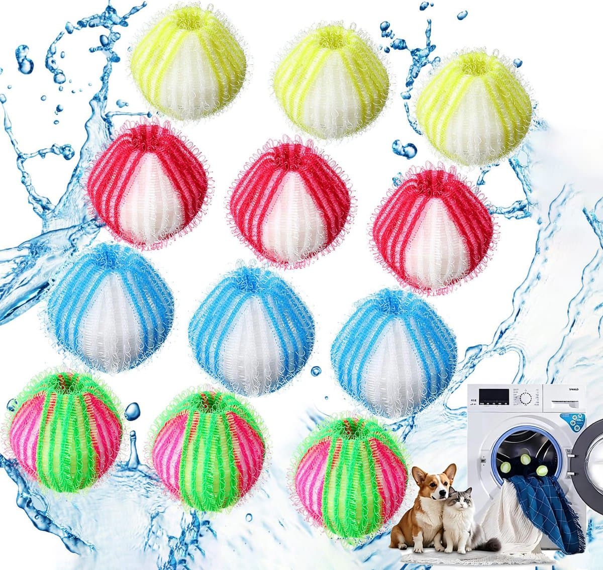 Namajunas - 12 Stusk Wasballen - Wasbollen Voor Wasmachine - Herbruikbaar - Haarvanger Wasbollen - Anti Haar Droogballen - Wasballen Voor Wasmachine Anti Haar - WasdrogerballenVerwijdert Haar & Pluizen in de Wasmachine — afbeelding 1