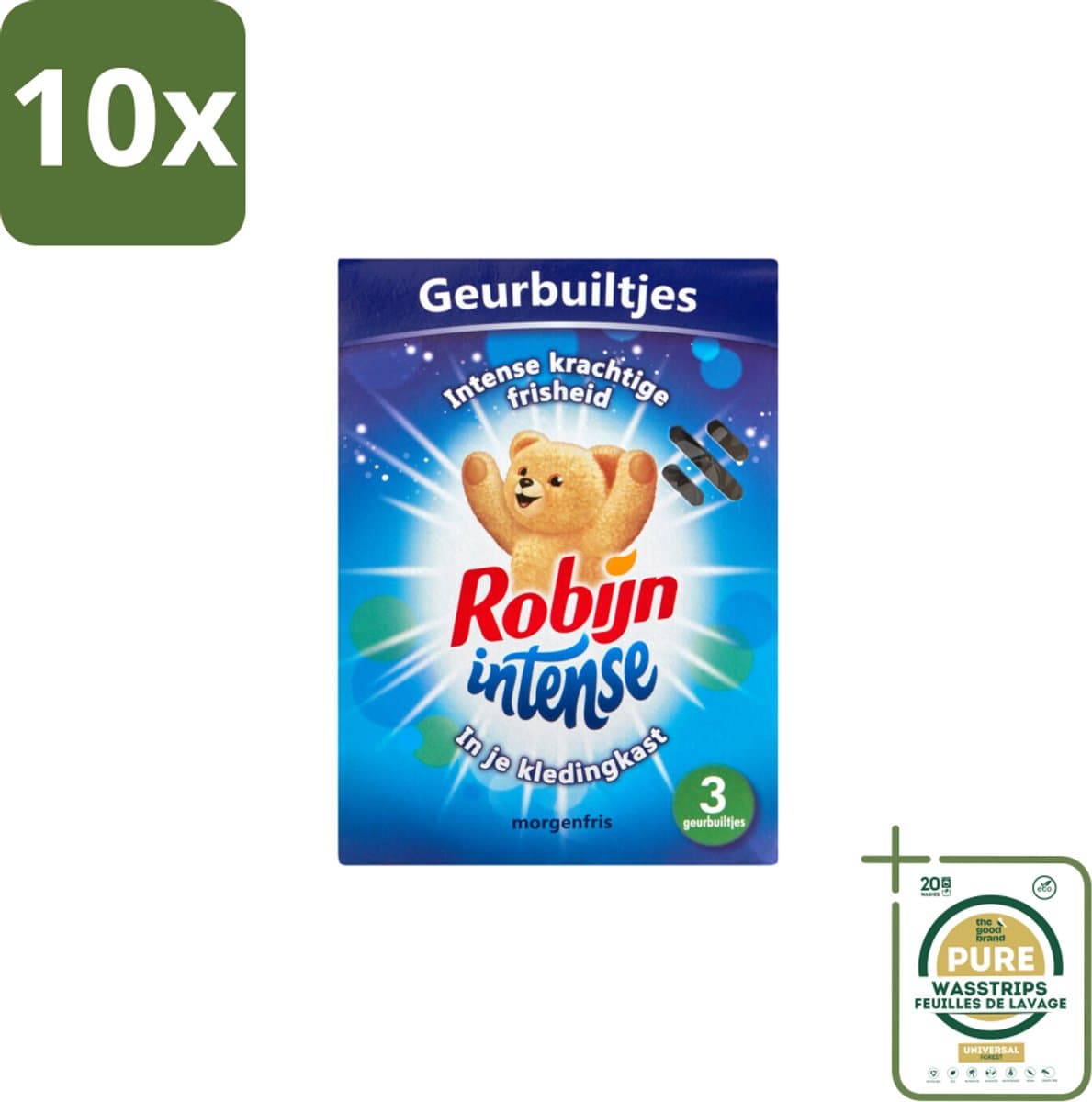 10 x Robijn Geurbuiltjes Intense 3 stuks per verpakking - Grootverpakking - Geur In Kleding - Langdurige Geur - Frisse Geur - Geurbuiltjes - Kledingkast Geur — afbeelding 1