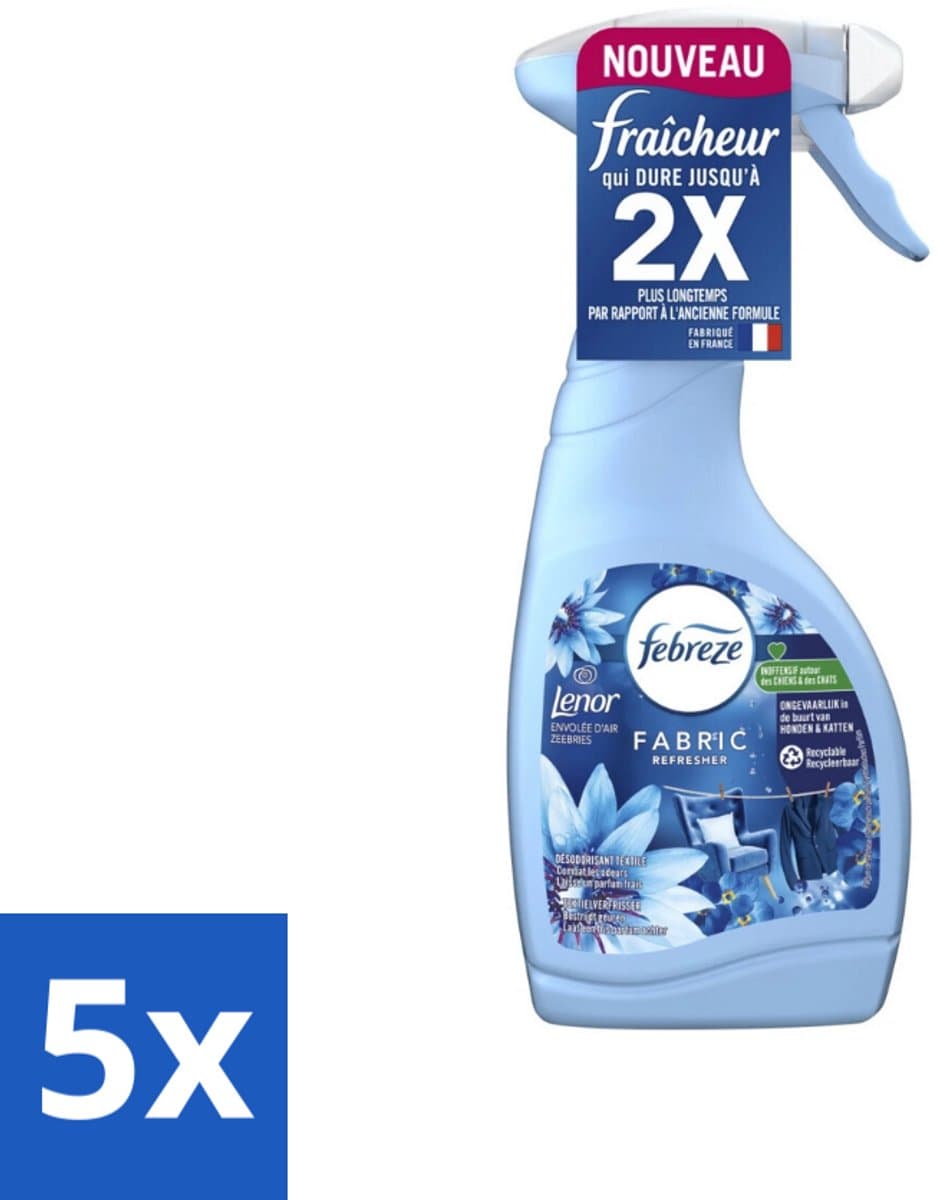 Febreze Textielverfrisser Spray - Sea Breeze - Langdurige Frisse Geur - Lenor Collectie - 500ml - Bulkverpakking - 5 stuks — afbeelding 1