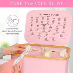Wasmand met deksel - Kledingmand Sorteer - Kleding Sorteren - Dubbele Compartimenten - 100 Liter - Roze — thumbnail 3
