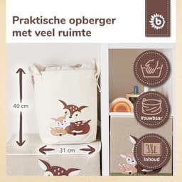 Wasmand Baby Herten Grote Opbergmand Kinderen Katoen en Waterafstotende Opbergmand Kinderkamer Wasmand Speelgoedmand voor Meisjes — thumbnail 5