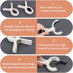 8 stuks duurzame plastic strandhanddoekklemmen, strandhanddoekklemmen voor strandstoel, grote wasklemmen voor strandstoel, lakens, dekbedden, dekens, kleding — thumbnail 5