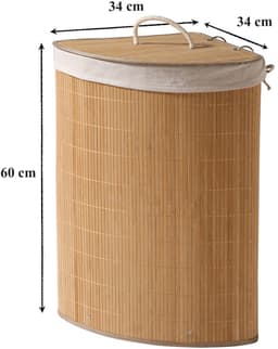 CALICOSY - Bamboe hoek wasmand met deksel 35x35x60cm — thumbnail 3