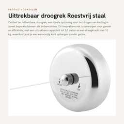 Dailygoods- Droogrek Uittrekbaar - Roestvrij Staal - Wanddroogrek - Ruimtebesparend - Eenvoudig te Installeren - Voor Binnen/Buiten - Wandrek — thumbnail 1
