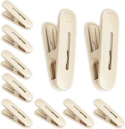 Wasknijpers - Kleding Clips - Kleding Drogen - Versterkte Grip - 10 stuks - Romig — thumbnail 1