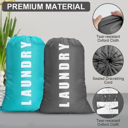Extra Grote Waszak 61x91cm - Vouwbare Opbergzak voor Vuile Kleding met Trekkoord, Duurzaam en Handig voor Reizen, Badkamer en Slaapkamer — thumbnail 2
