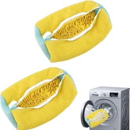 Dailygoods - NatureMan Wasschoenentas - Set van 2 schoenwasmachinetassen waszak voor wasmachine en droger, herbruikbaar voor de meeste schoenentassen en maten (geel) — thumbnail 1