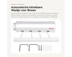 Waslijn Automatisch Intrekbaar - Wanddroogrek - Waslijn Uittrekbaar Buiten - Waslijn Camping - Ruimtebesparend - Belastbaar tot 8kg - Wasdroger