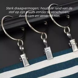 100 stuks - Metalen gordijnclips - Gordijnhaken - Gordijnaccessoires - Metalen douchegordijnhaken - Zilver — thumbnail 4