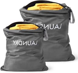 Vouwbare Waterdichte Waszakken voor Vuile Kleding, 2 Stuks met Rits, Ideaal voor Sport en Reis - Donkergrijs — thumbnail 1