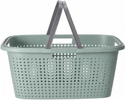 Wasmand met hengsel - 38 liter - 60 cm - groen/wit - Draagwasmanden - Wasgoedmand - Mand met handvatten — thumbnail 3