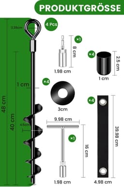 Grondankers set van 4 - 48 cm met sterke banden - eenvoudig te installeren - ideaal voor tenten en schommels — thumbnail 5