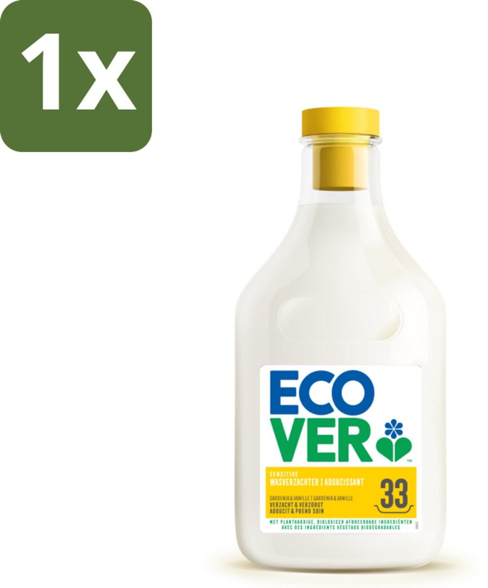1 x Ecover - Wasverzachter - Gardenia - 1 liter - 33 wasbeurten - Wasverzachter - Wasverzachter Gardenia - Wasverzachter Vanille - Wasverzachter Biologisch - Wasverzachter Plantaardig — afbeelding 1