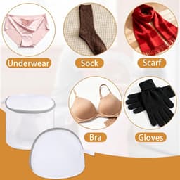 Wasnetjes met ritssluiting - Wit en grijs - 19 x 15 cm en 17 x 16 cm - Polyester en nylon - Voor lingerie en fijnwas — thumbnail 4