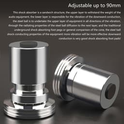 Schokabsorberende Voetjes - Trillingsdempers Stabilisatoren - Apparatuur Stabiliseren - Verstelbare Hoogte - 4 stuks - Zilver — thumbnail 2