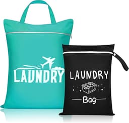 Waterdichte Reusable Waszak voor Reizen - 2 Stuks met Handvat, Geschikt voor Vuile Kleding, Badkleding en Sporttassen — thumbnail 1