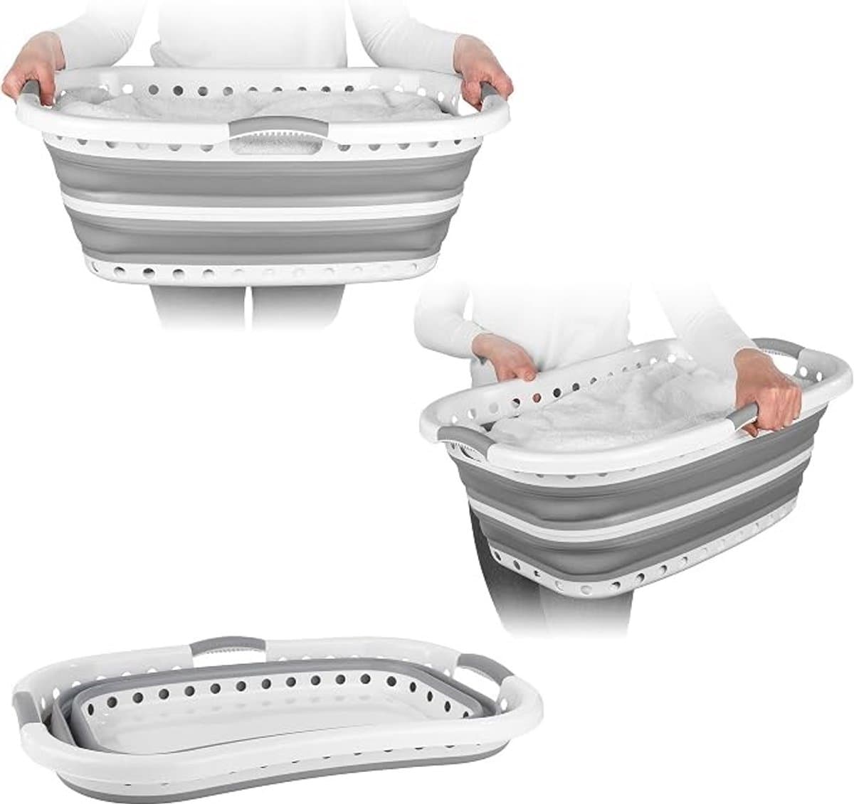 Opvouwbare heupknuffelwasmand, 37 liter, grijs — afbeelding 1