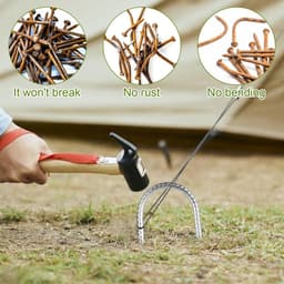 Set van 6 Grondankers van 30 cm van Gegalvaniseerd Staal voor Trampolines, Tenten en Campingaccessoires, Stevige U-Vormige Haringen voor Beveiliging en Stabiliteit — thumbnail 2