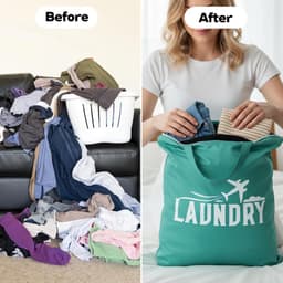 Grote waszakken voor reizen, 2 stuks, wasbaar met handvat, ideaal voor vuile was, natte kleding en sportkleding — thumbnail 3